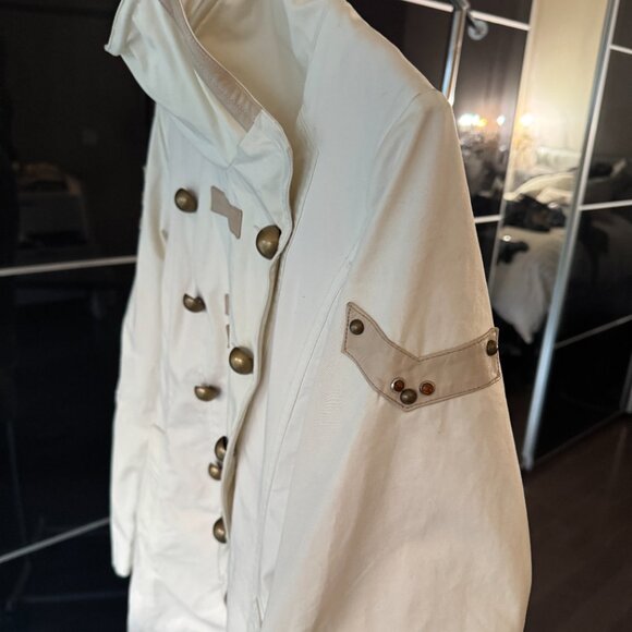 Vintage Mackage Double Closure Leather Trim Trench Coat Jacket - Picture 4 of 9